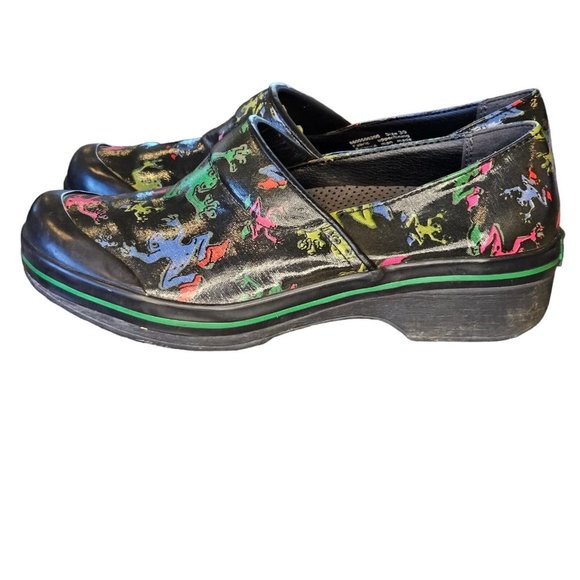 Dansko Vegan Volley Comfort Clogs Printed Frogs Black Size 39 US 8.5 9 Shoes - Picture 2 of 12